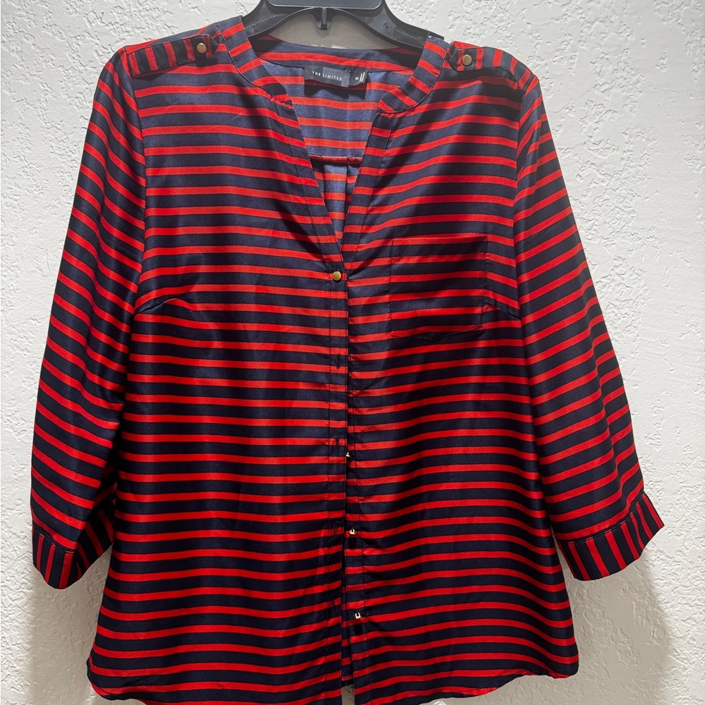 The Limited Bold Red and Black Striped Button-Down Shirt